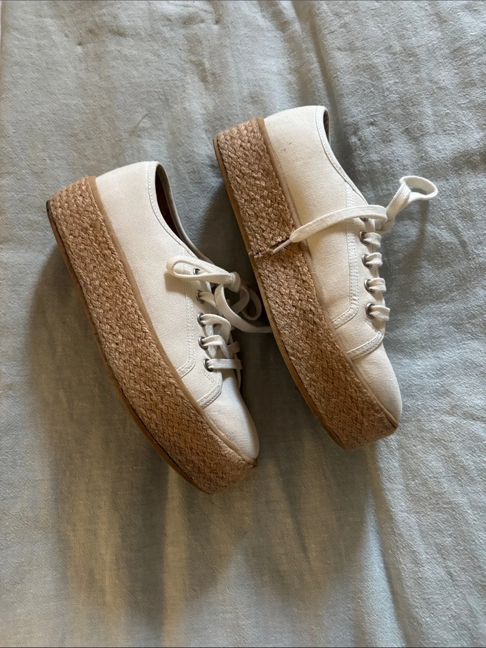 Sun & Stone White Canvas Lace-Up Sneakers